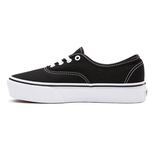 Black women's casual Vans Authentic Platform sneakers by Raw-Movement, with white soles and classic low-top design.