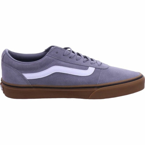Men’s casual Vans Ward Indigo sneakers by Raw-Movement, featuring blue canvas uppers and white rubber soles.