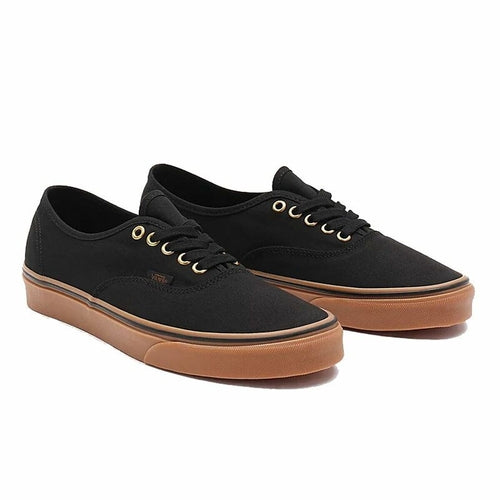 Kids' black Vans Authentic sneakers by Raw-Movement, casual athletic shoes with canvas upper and rubber sole, suitable for sports and everyday wear.